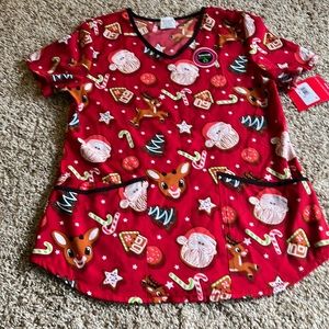 Christmas scrub top. Has not been good condition.
